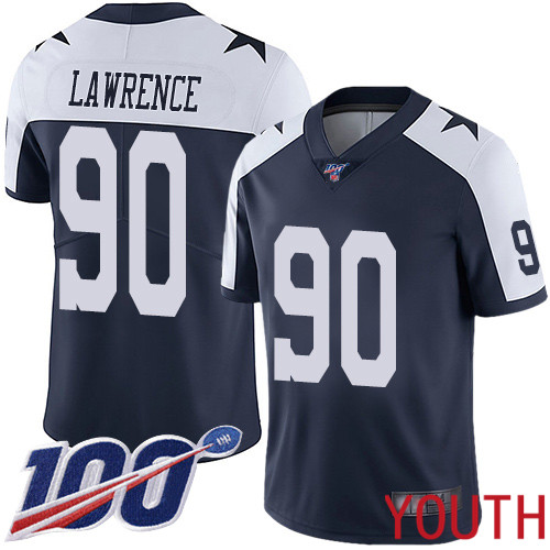 Youth Dallas Cowboys Limited Navy Blue DeMarcus Lawrence Alternate #90 100th Season Vapor Untouchable Throwback NFL Jersey->women nfl jersey->Women Jersey